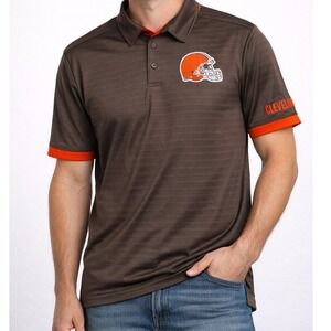 Cleveland Browns NFL Team Apparel Polo Shirt Mens Large Brown Orange